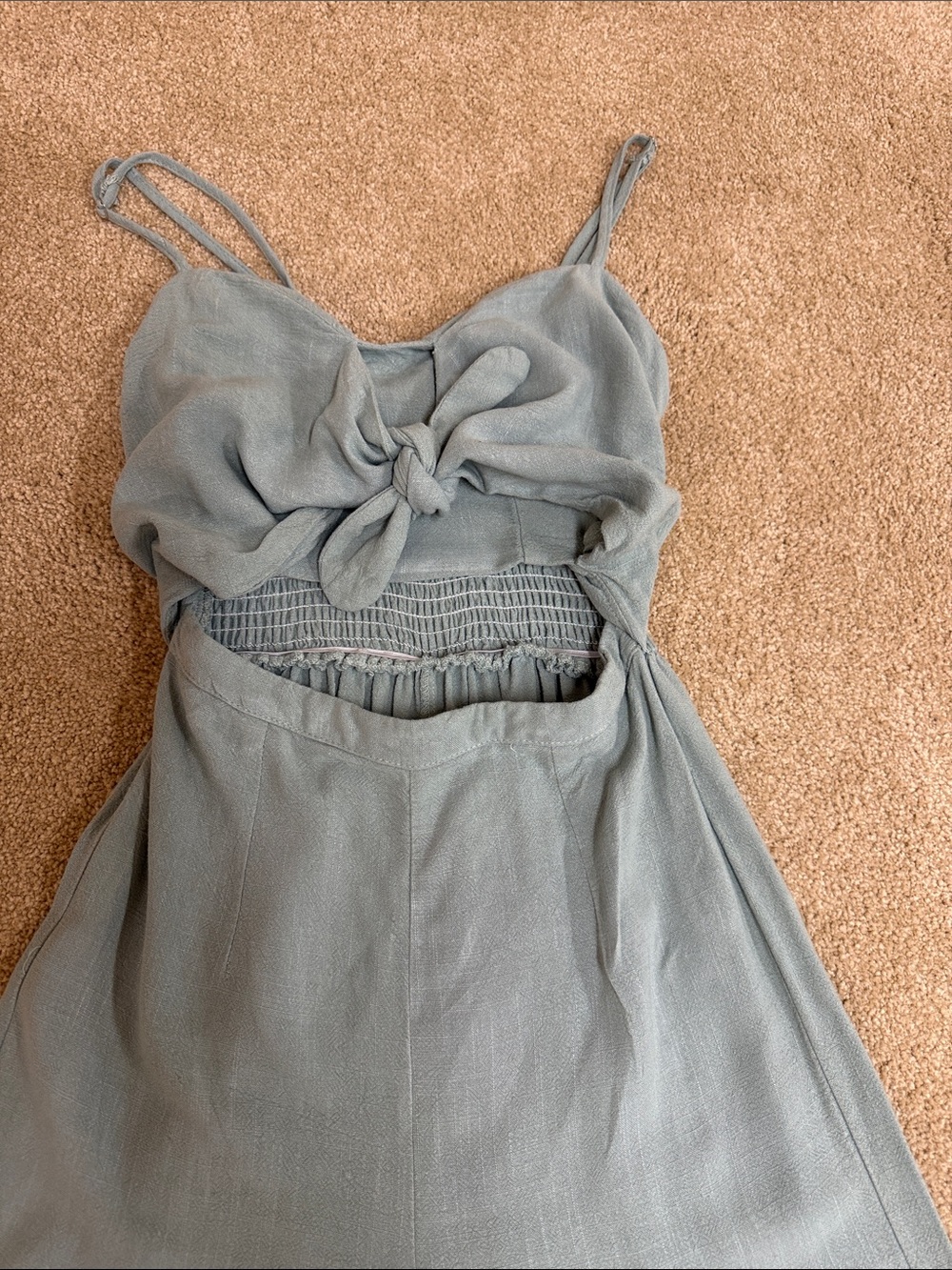 Hello Molly Sage Green Wide-Leg Tie Front Jumpsuit - Picture 2 of 3